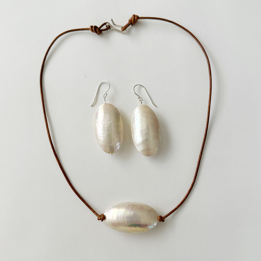 Oval Mother of Pearl Earrings